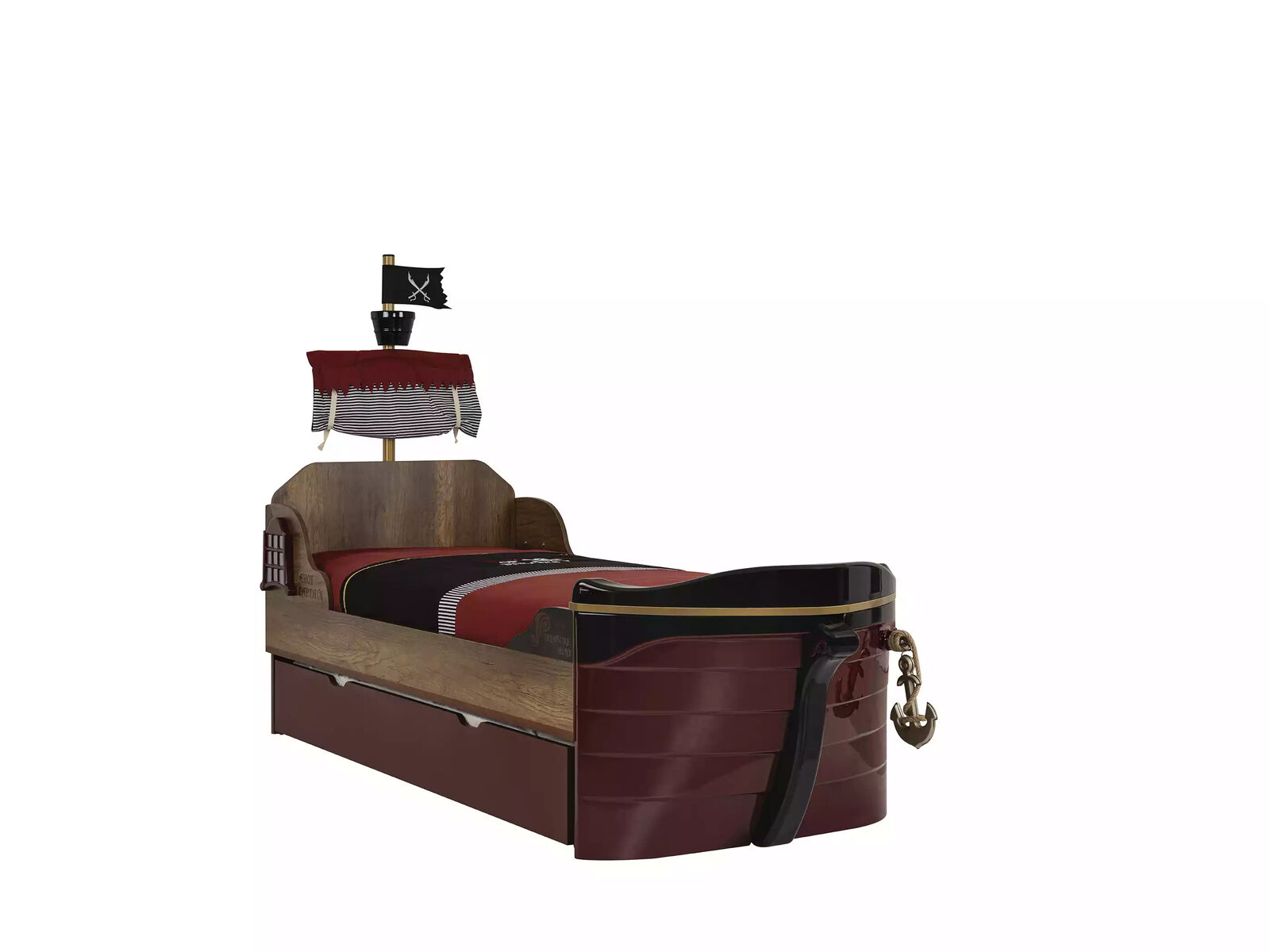 Pirate functional bed Beds Children\'s bed Bed Wood Youth bed Brown Pirate