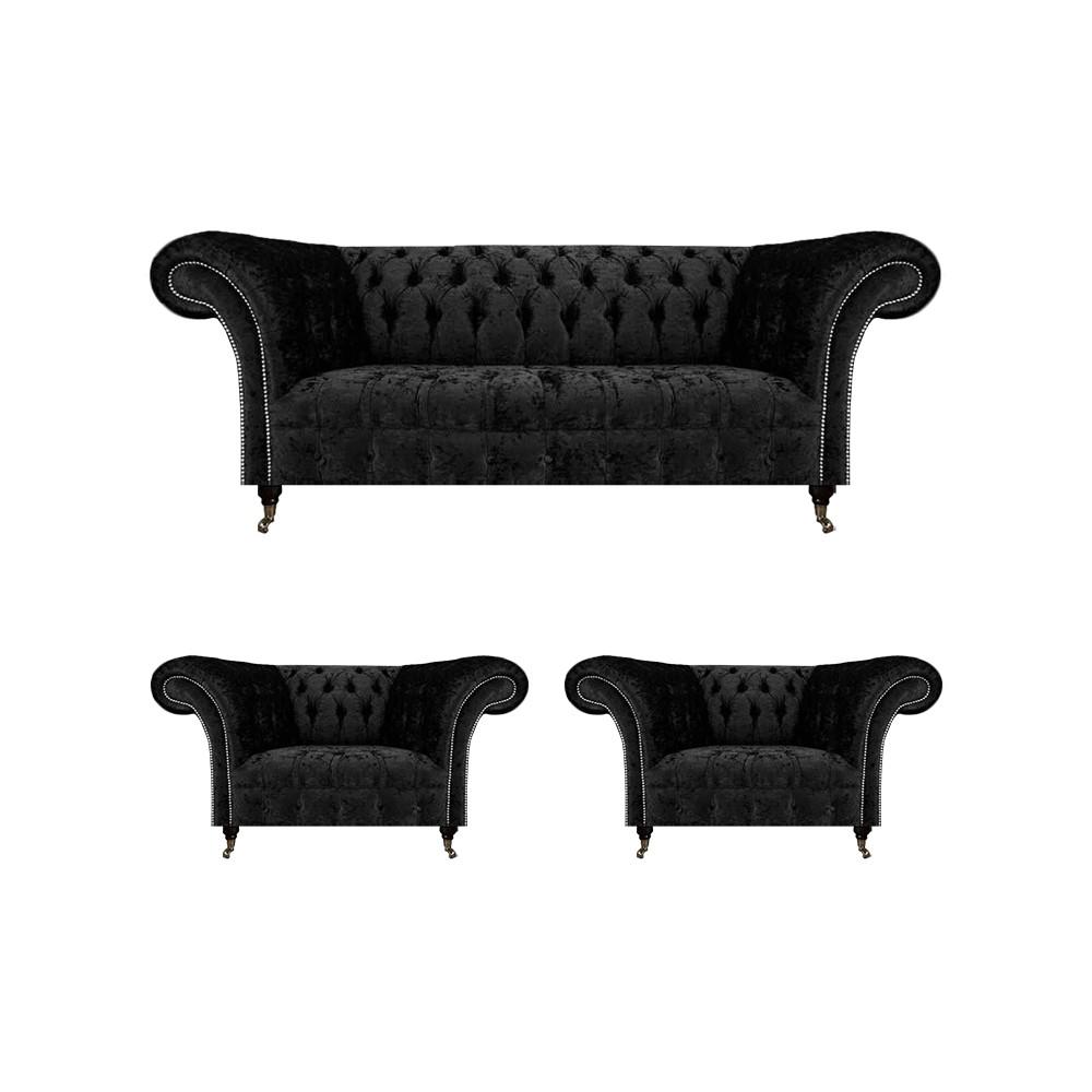 Living room sofa set Chesterfield furniture luxury complete 2x armchairs