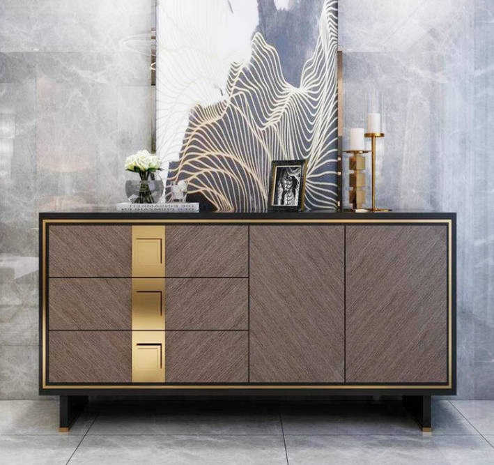 Sideboard chest of drawers cabinet wood modern design grey luxury living room