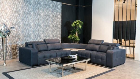 Corner sofa L shape leather sofa large sofa gray couch living room design