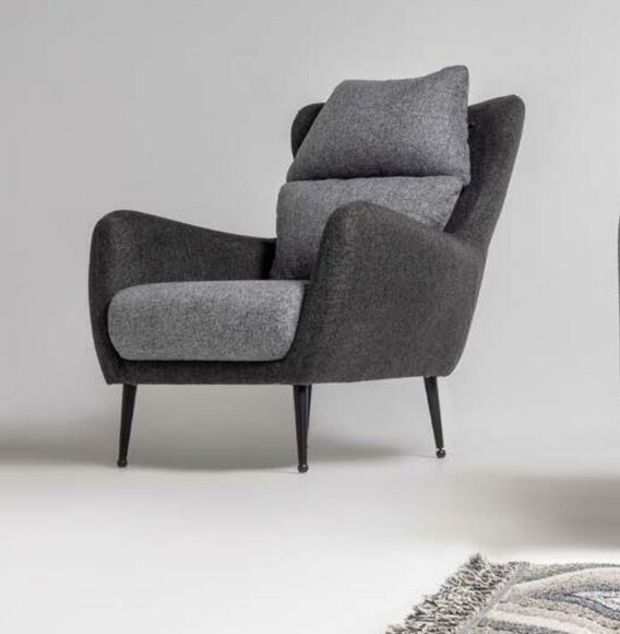 Living Room Armchair Wing Chair Upholstery Fabric Single Seater Seat Grey