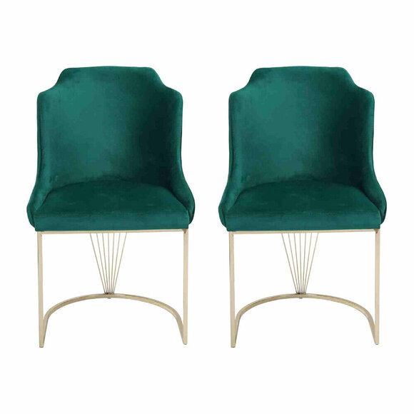 Designer green dining chair 2x chairs luxury single seater modern dining room