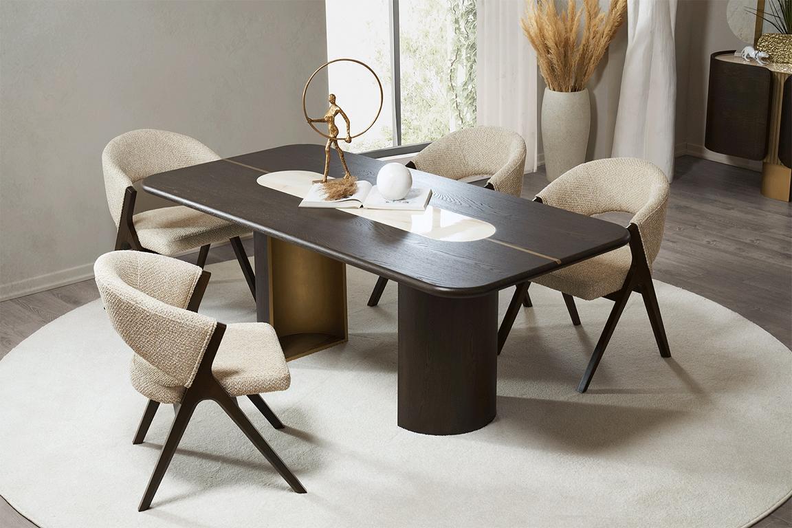 Dining Room Modern Furniture Designer Dining Set Black Table 4x Chairs