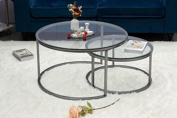 Coffee tables 2 parts glass table top metal gold colored living room furniture