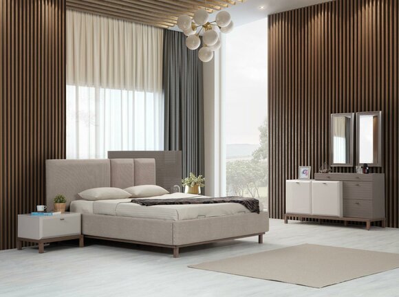 Exclusive bedroom furniture designer upholstered double bed cosmetic table