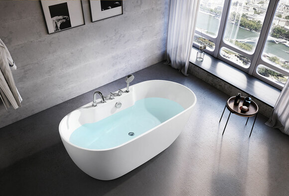 Free-standing bath tub Oval bathroom acrylic bath tub Freestanding white