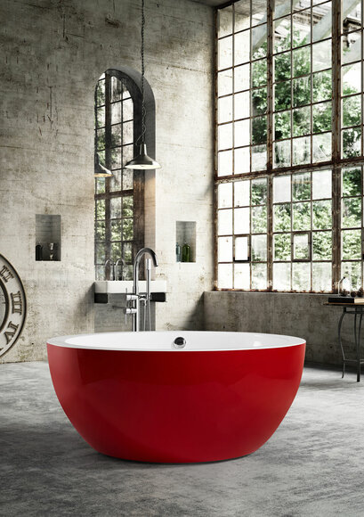 Freestanding bath tub Standing bath tub round red Modern bathroom
