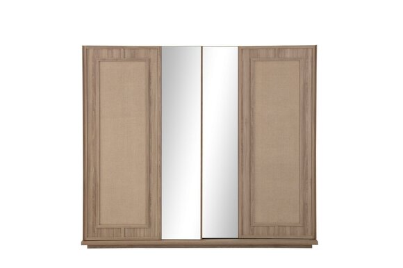 Beige Bedroom Wardrobe Designer 2 Door Glass Cabinet New