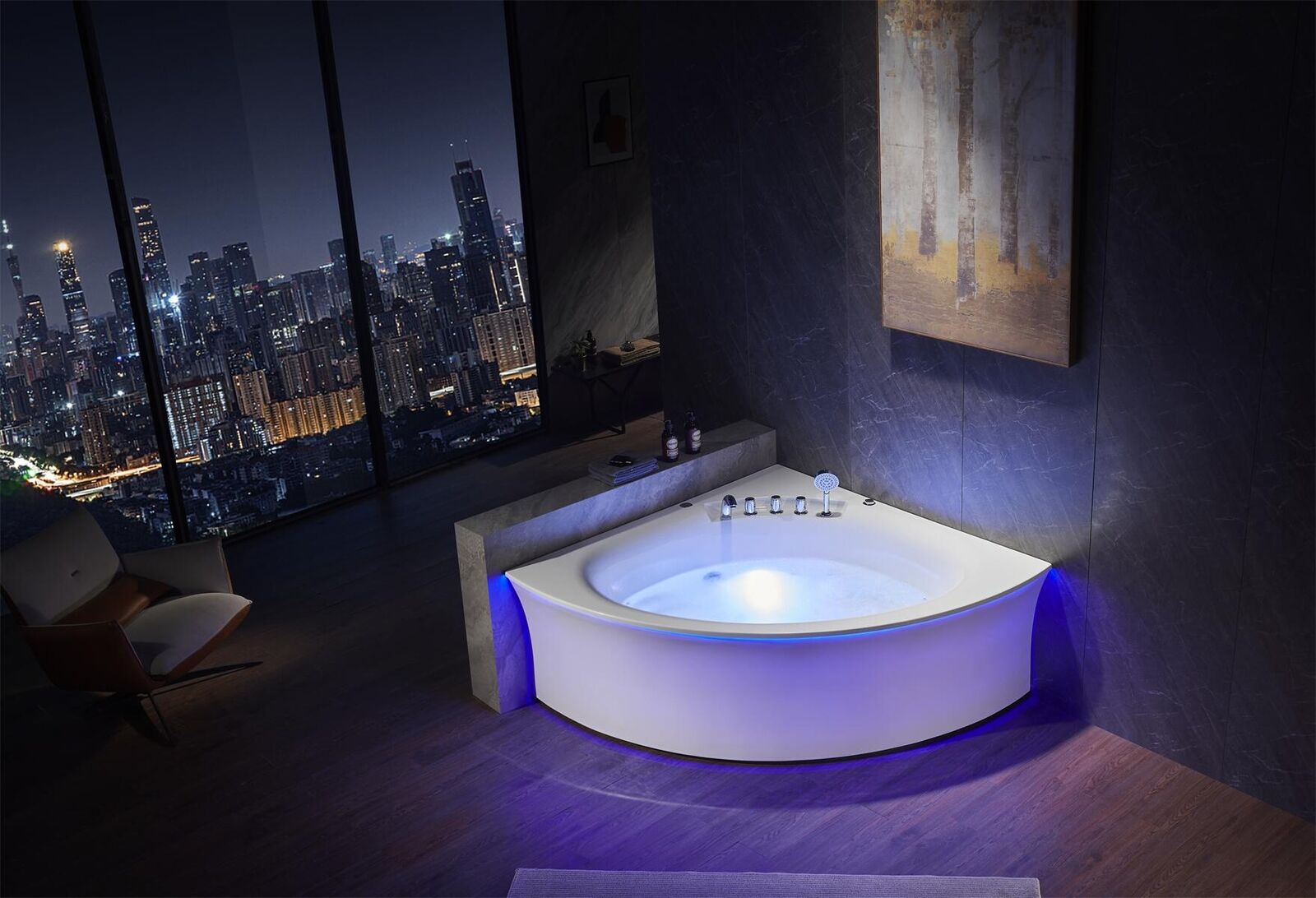 Corner bath tub Corner bath tub Whirlpool Ergonomic Waterfall LED