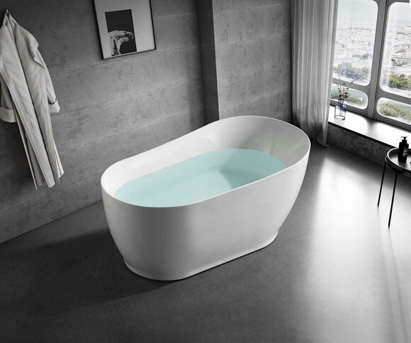 White Half Round Acrylic Bathroom Luxury Bathtub Oval Pedestal Tub