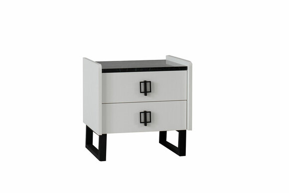 Stylish white bedside table Designer wooden chest of drawers Luxury bedside console