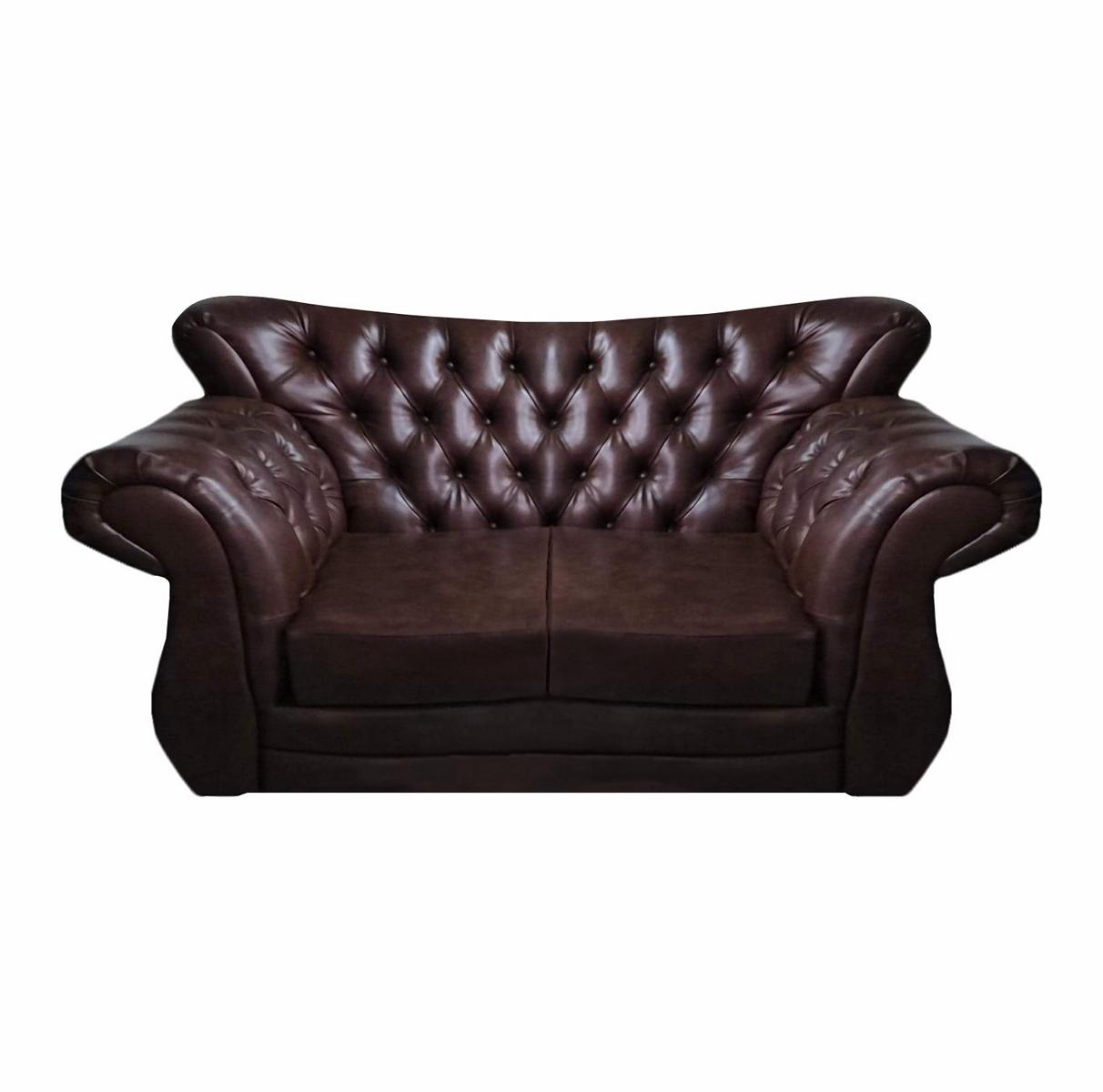 Chesterfield Luxury Sofa Couch Two Seater Brown Leather Sofas Living Room