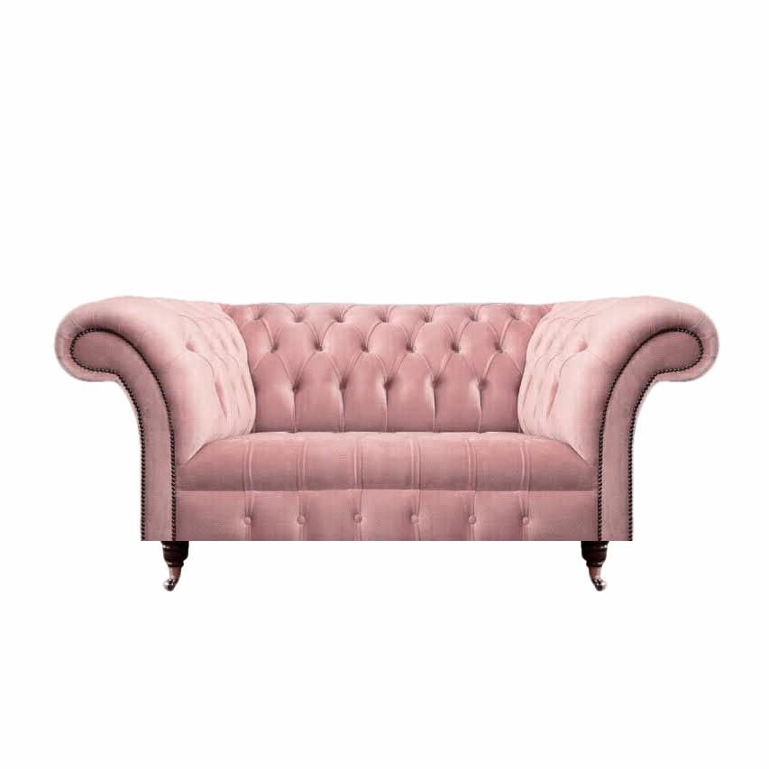 Chesterfield Pink Two Seater Sofa Couch Living Room Upholstered Furniture Furnishings