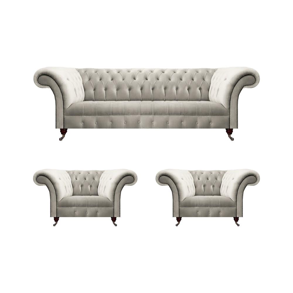 Design Complete Chesterfield 2x Armchairs Living Room Sofa Three-Seater Couch New