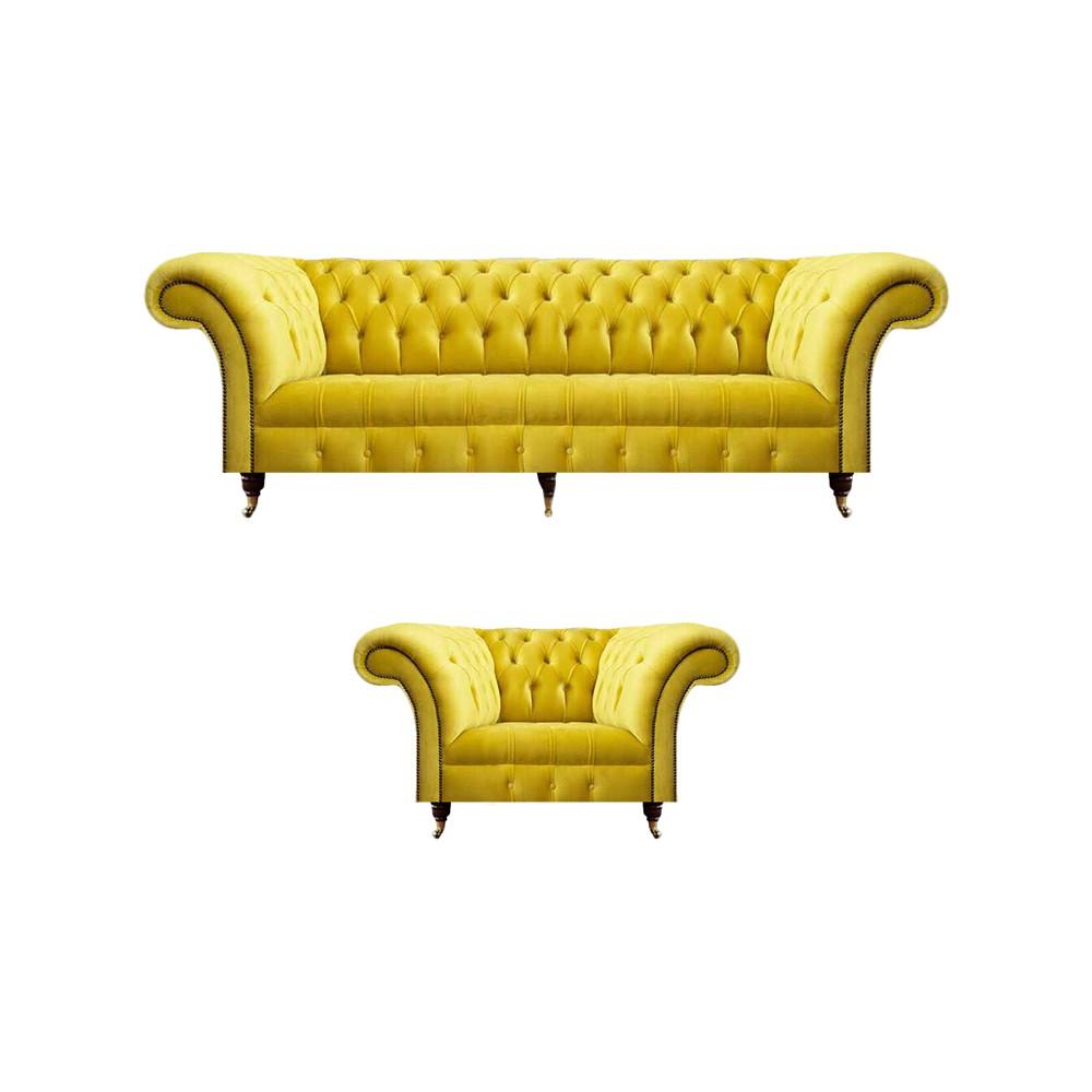 Sofa set Chesterfield textile sofa sofa couch upholstery fabric furniture armchair new