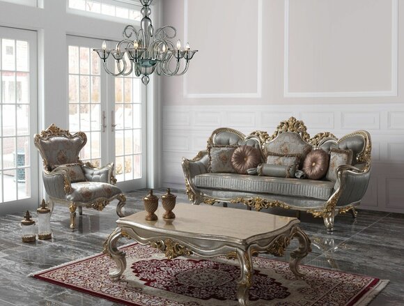 Luxury sofa set Complete sofa set Grey upholstered sofa Fabric sofa