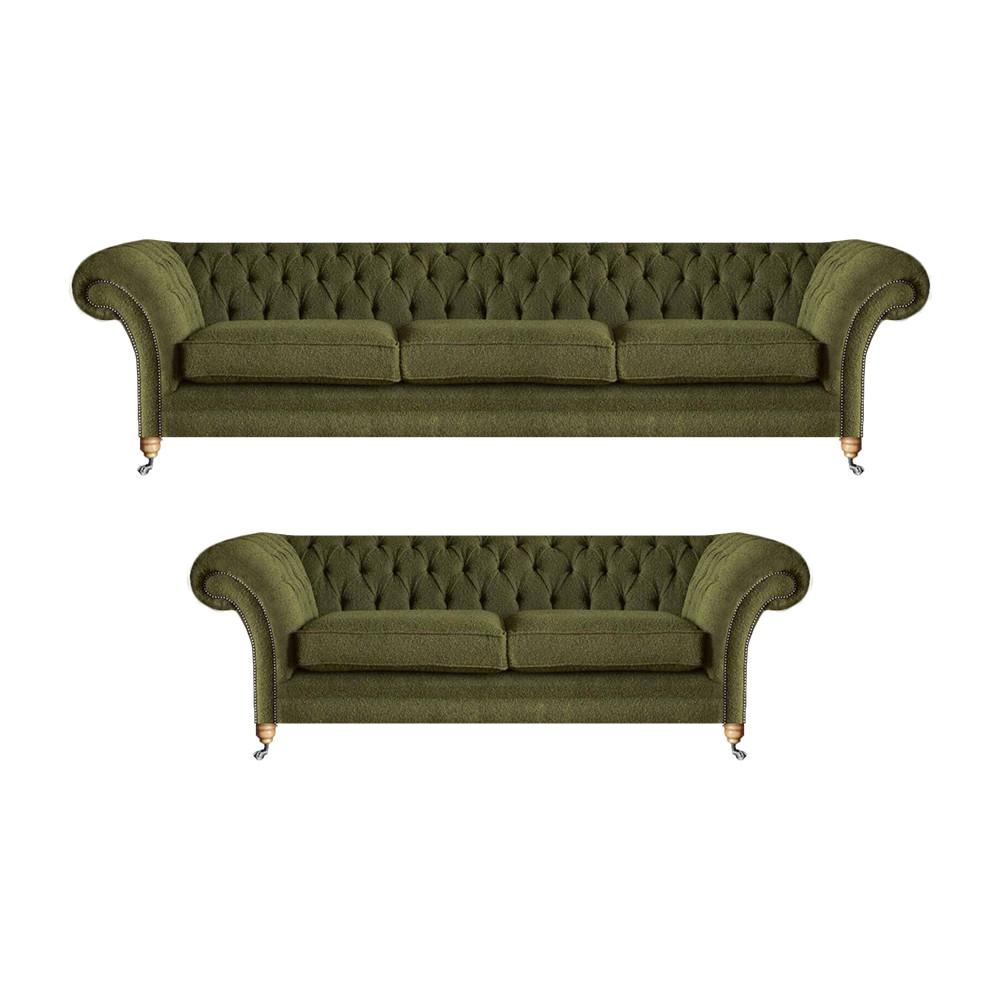 Luxury sofa three-seater and two-seater couch modern design 2x sofas Chesterfield