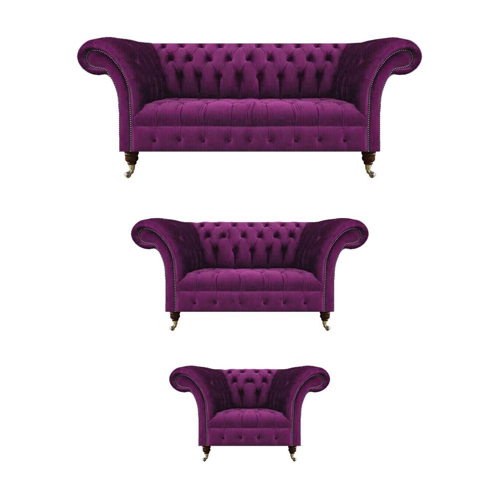 Seating furniture upholstered sofas living room set 3-piece purple sofa set Chesterfield