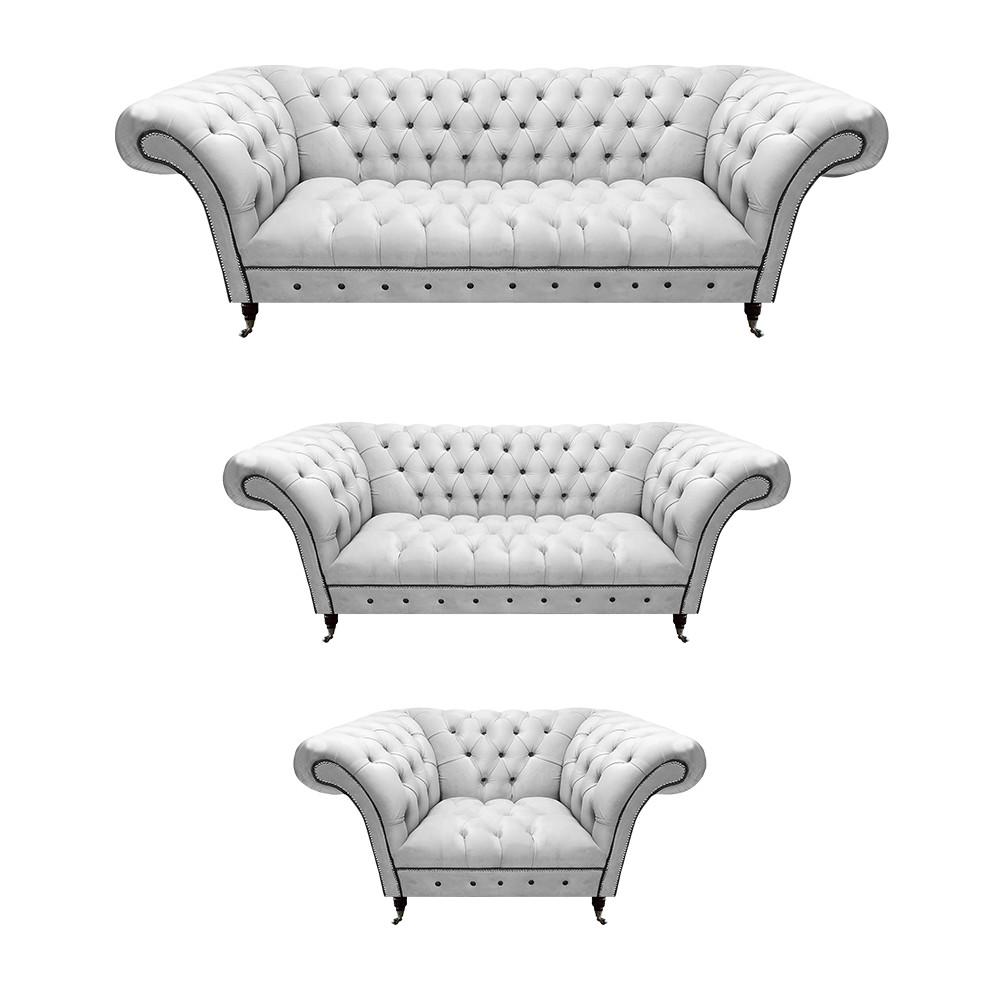 White sofa set 3-piece Chesterfield modern design living room upholstered sofa