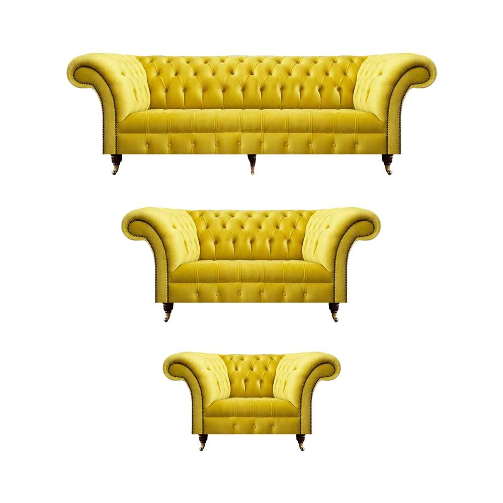 Chesterfield sofa set 3-piece upholstered sofas furniture textile living room new set