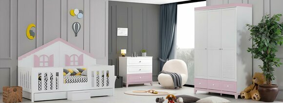 Youth room stylish children\'s bed wardrobe children\'s room furniture 2-piece set