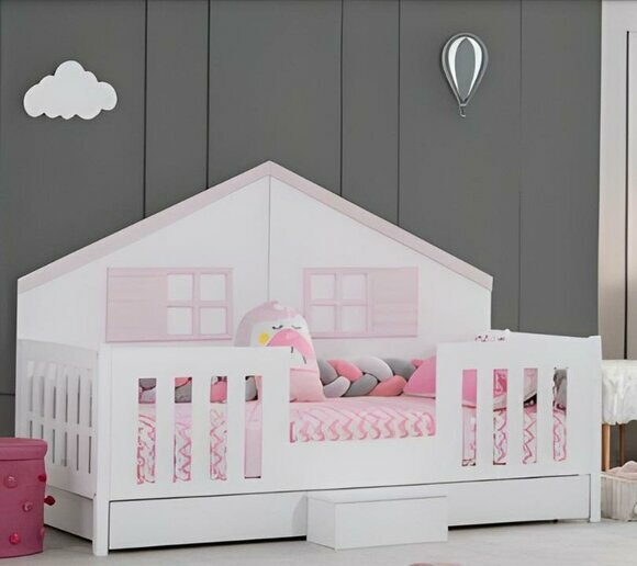 Multicoloured single bed designer children\'s room furniture bedroom wooden bed new