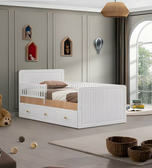 Bed frame children\'s bed bed children\'s room children\'s room furniture white