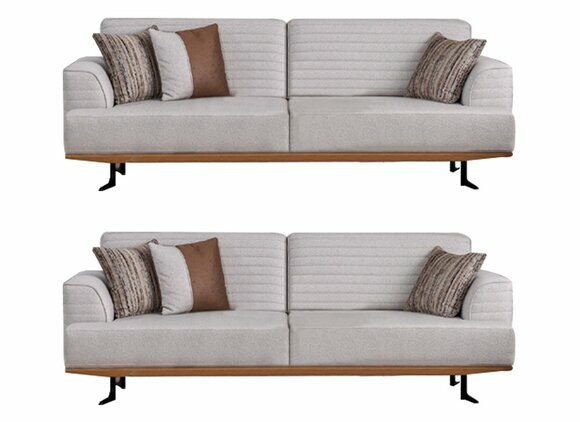 Luxury Set of Grey Three Seater Sofas for Living Room Modern Design