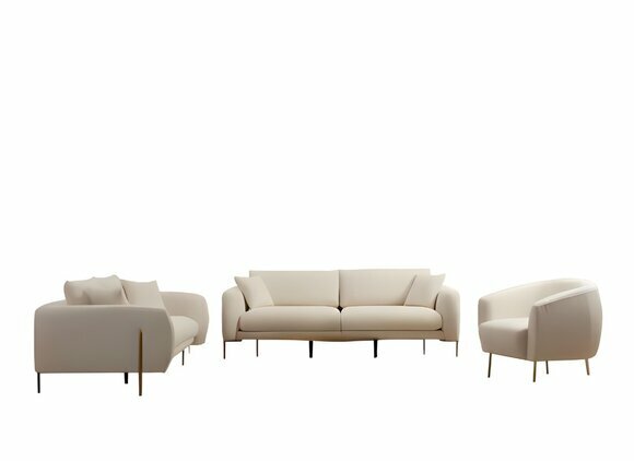 Living Room Upholstered Sofa Set Three Seater 2 Seater Luxurious Textile Armchair