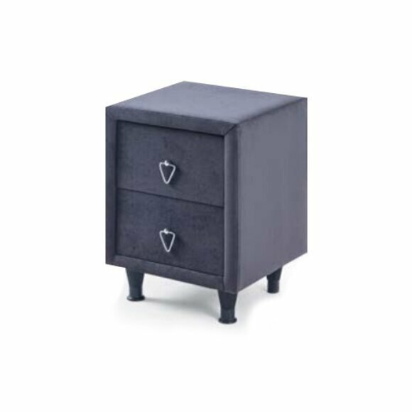 Dark grey nightstand bedroom textile furniture 2-drawer console