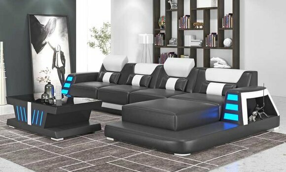 Corner sofa leather sofa L shape couch sofa black luxury modern corner set