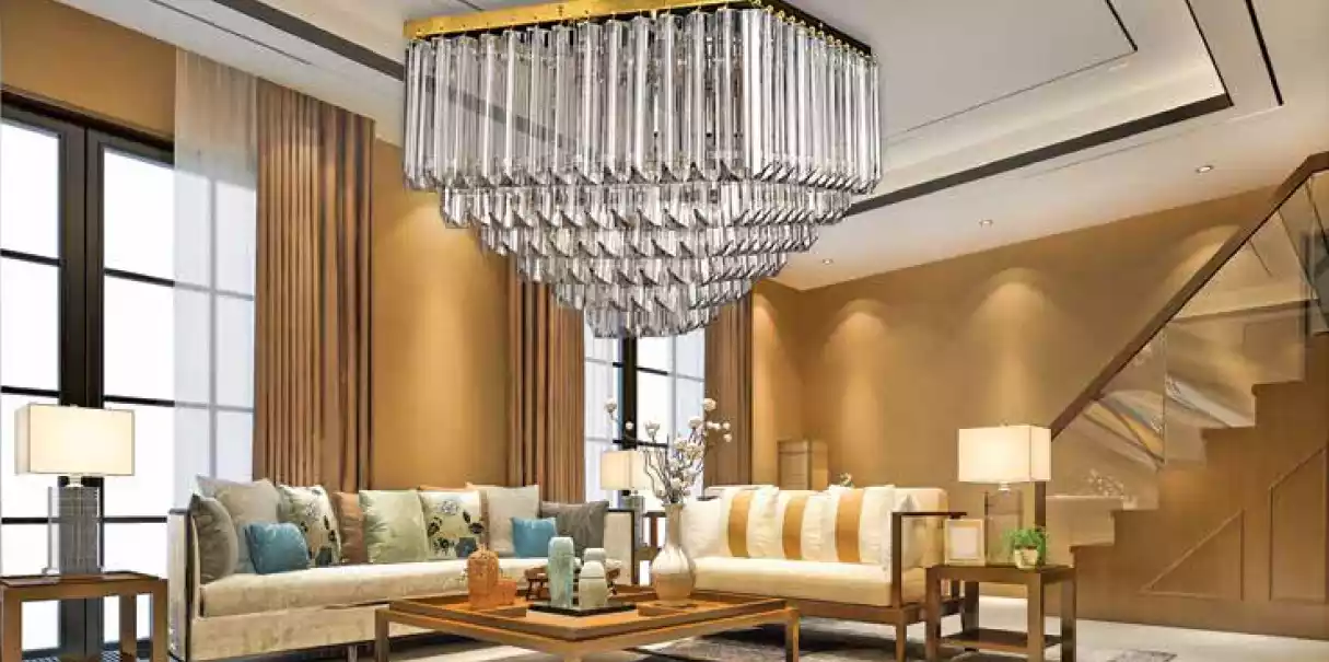Chandelier ceiling light hanging lamp living room gold modern