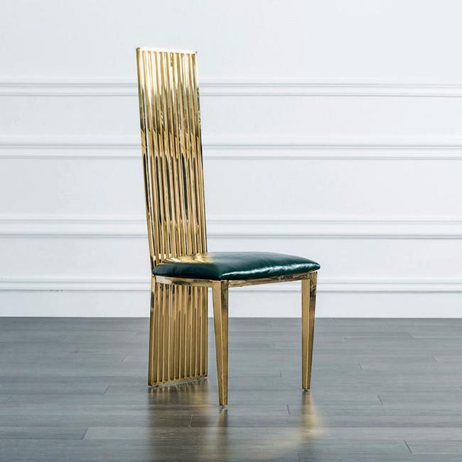 Gold-green dining room high chair 2x single seater wood upholstered chairs On Stock