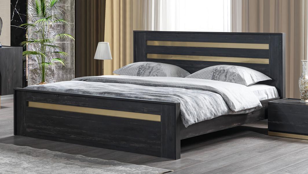 Double bed bedroom 160cm mattress black modern style high quality
