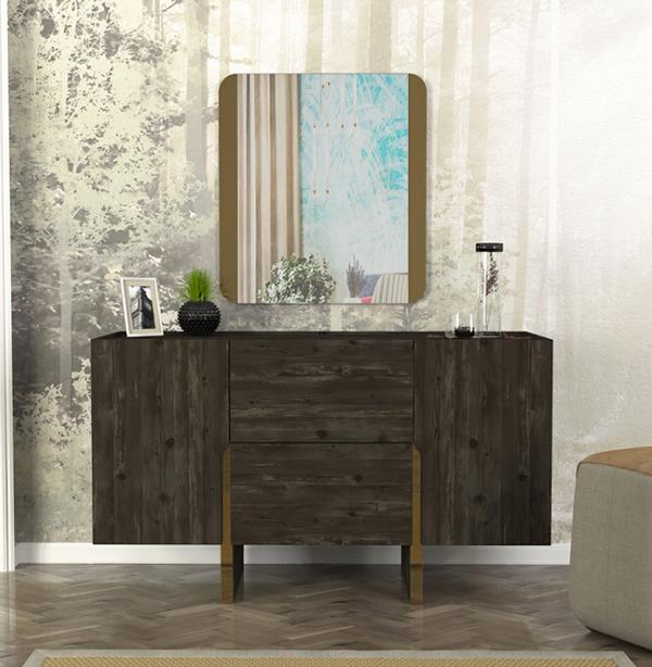 Bedroom dresser with mirror modern style elegant furniture black wooden furniture