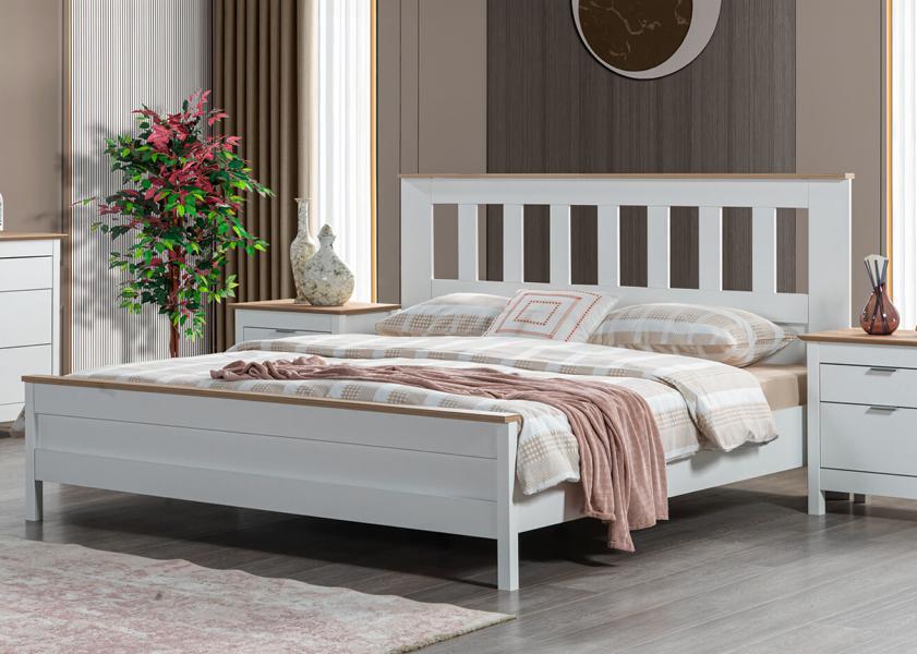 Double bed bedroom 160cm mattress white modern style wood