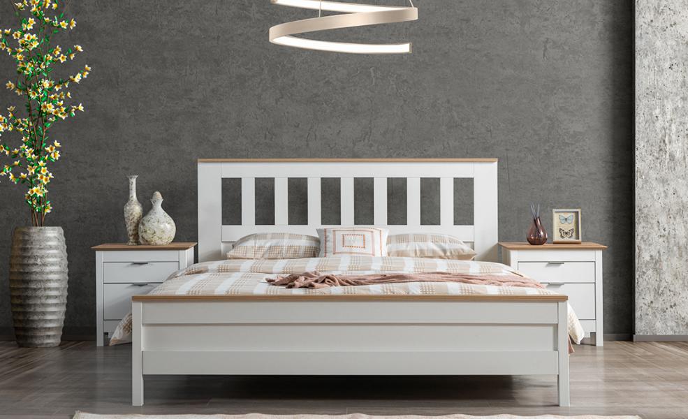 Bedroom furniture bedside table nightstand bed complete white set 3 pieces.