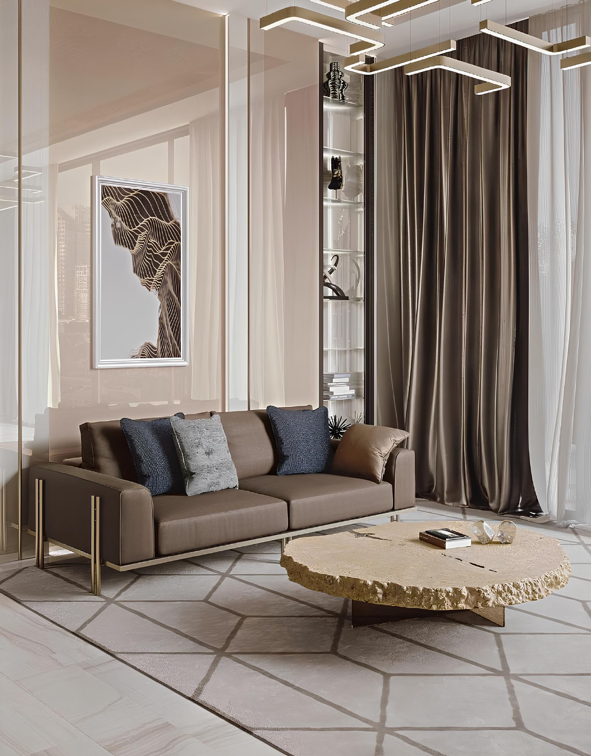 Three-seater couch cushions sofas Italian living room furniture Bizzotto