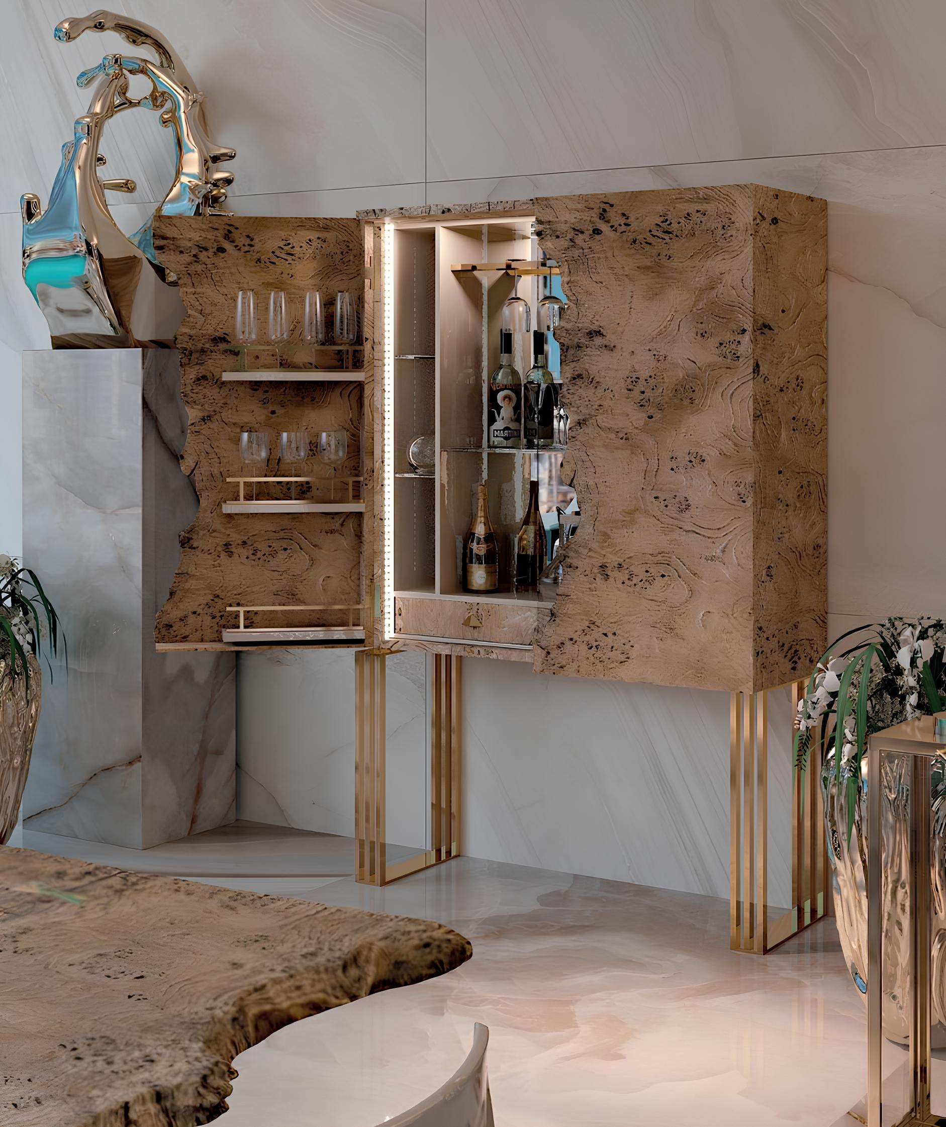 Showcase Bar Cabinet House Designer Cabinets Wall Wood Mirror Showcase Furniture New