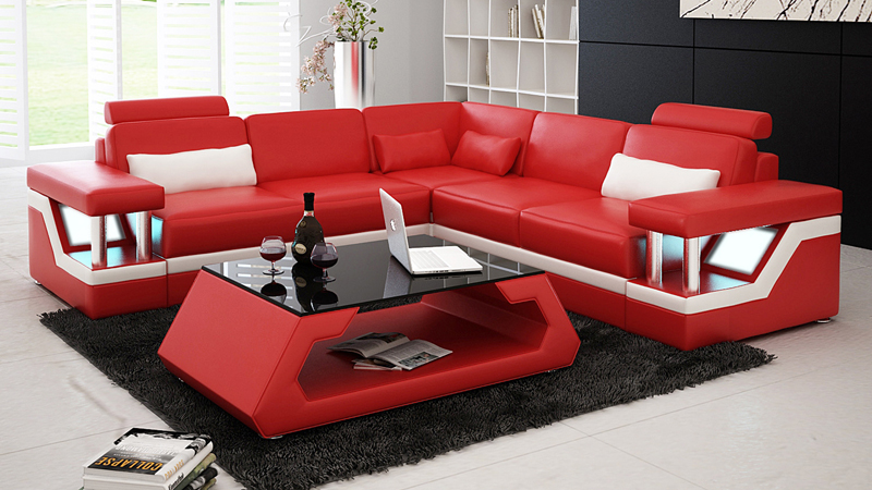 Leather sofa with USB living area corner sofa corner set couch design sofa L6002B