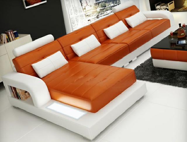 LED SOFA with USB, DESIGNER COUCH LIVING LANDSCAPE SOFA CORNER COUCH