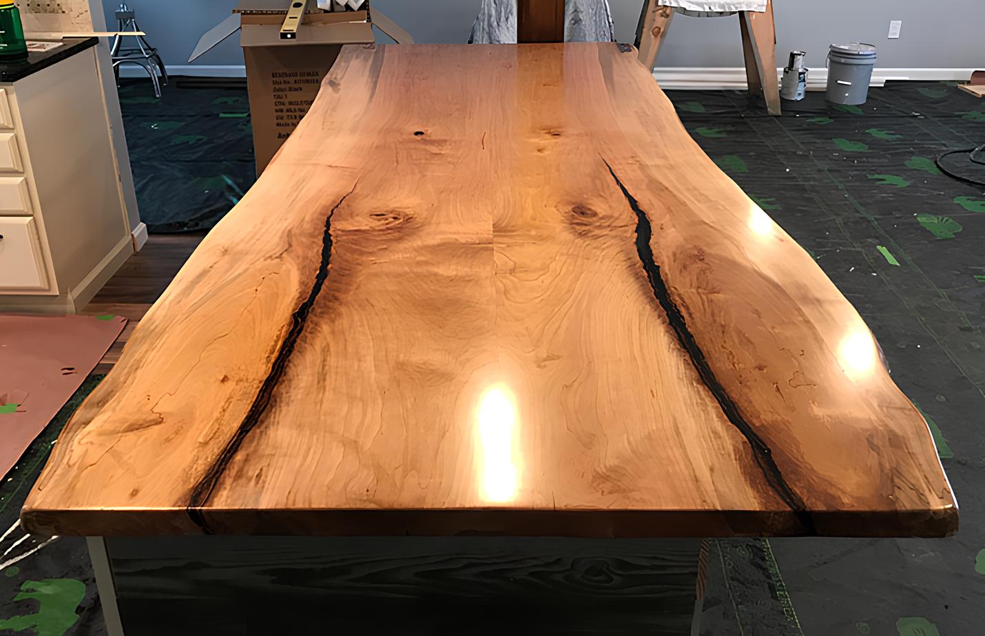 dining table epoxy resin real wood solid furniture waterfall epoxy table 240x100cm