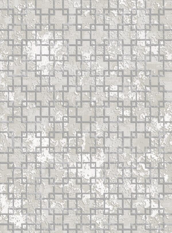 Modern rug with square patterns, short pile, gray, living room rugs.