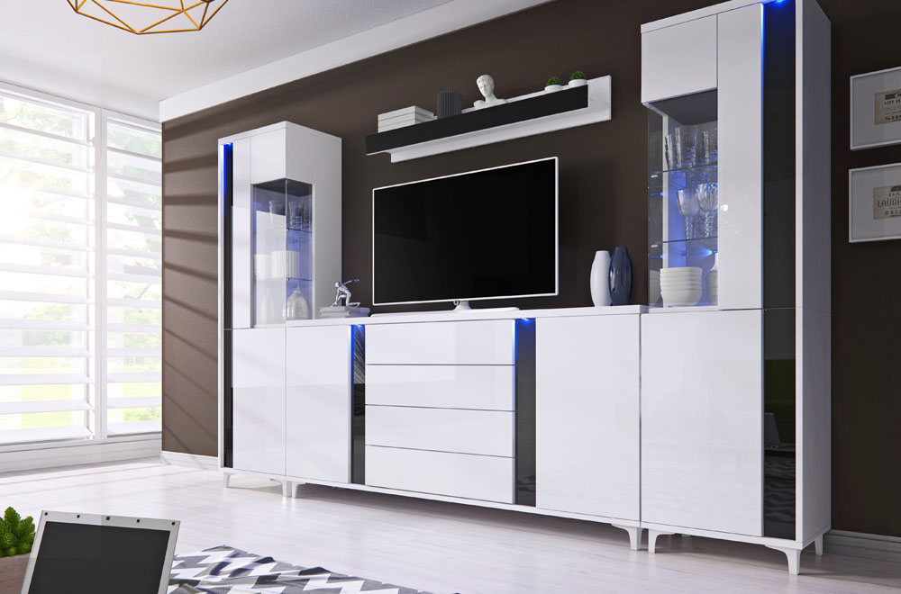High-gloss living room wall unit cabinet display sideboard living wall units