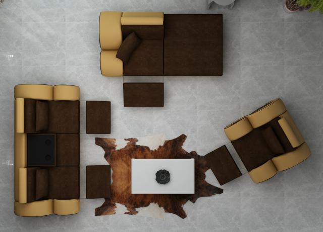 Sofa leather & textile fabric couch sofa set 3+chaise+1 living landscape set