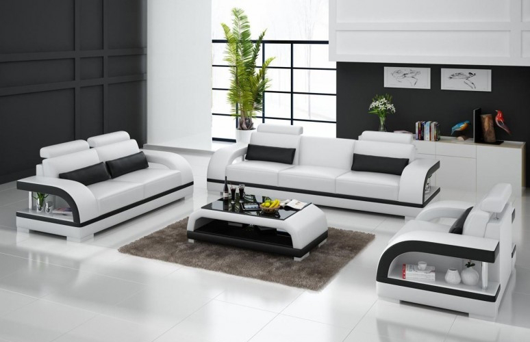 Designer sofa set leather sofa set 3+2+1 sofa couch new Citadel white