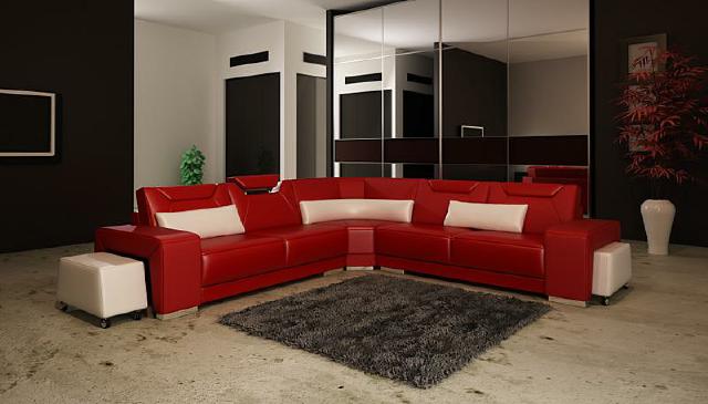 Upholstered corner sectional sofa set landscape leather seating PH739