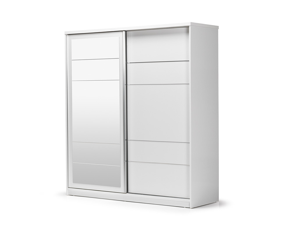 Wooden cabinet wardrobe built-in cabinet mirror wood white