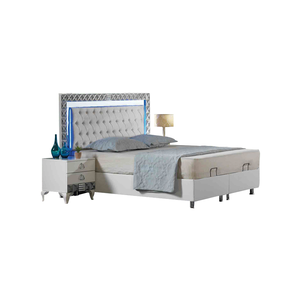 Bedroom set double bed bedside tables bed 3-piece white luxury set