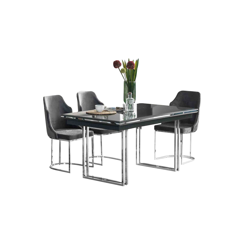 Complete dining room dining table dining set chair group chairs gray 7-piece luxury